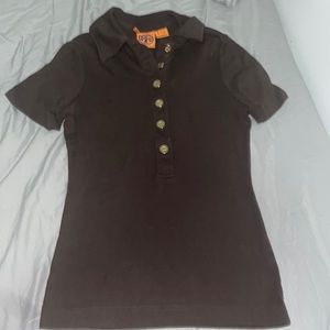 Tory Burch stripped brown polo shirt